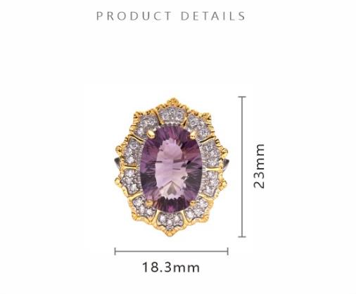 S925 sterling Silver Ring With Natural Amethyst